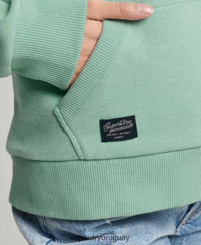 uy Superdry mujer sudadera con capucha y logo vintage neón verde DT2N8Z3334 ropa