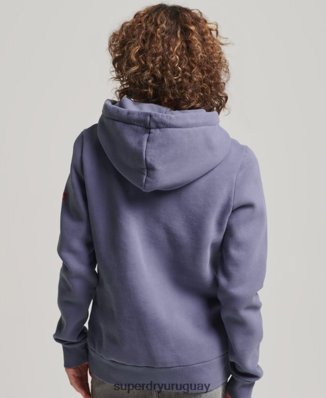 uy Superdry mujer sudadera con capucha y logo vintage púrpura DT2N8Z3322 ropa