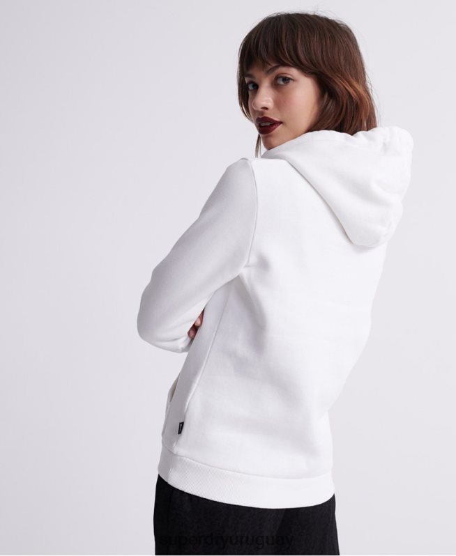 uy Superdry mujer sudadera con capucha y logo vintage reflectante crema DT2N8Z3511 ropa