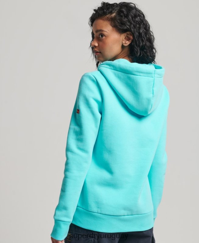 uy Superdry mujer sudadera con capucha y logo vintage turquesa DT2N8Z3423 ropa
