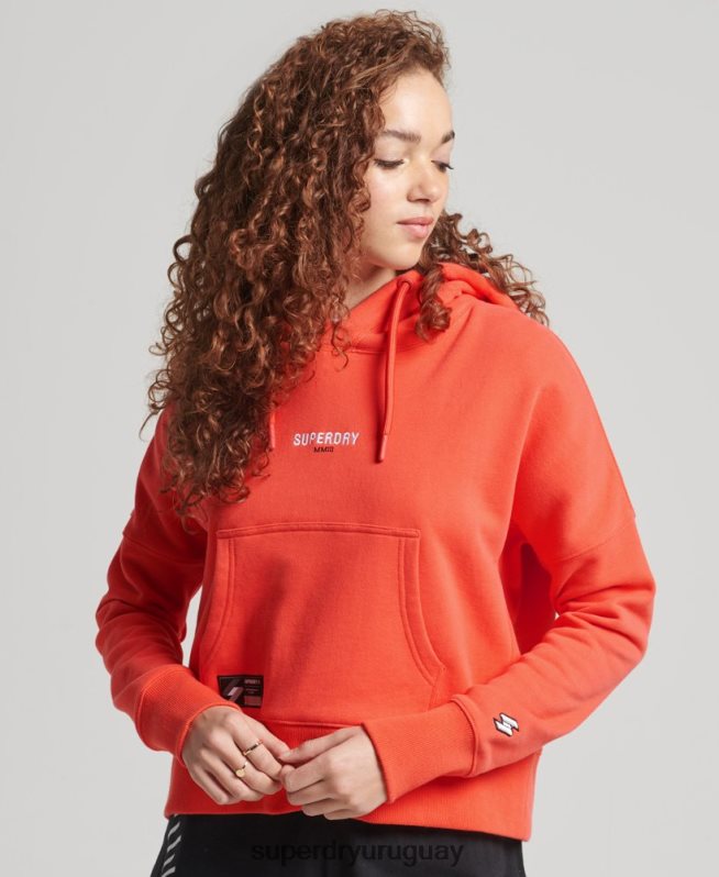 uy Superdry mujer sudadera con capucha y micro logo Code coral DT2N8Z5903 ropa