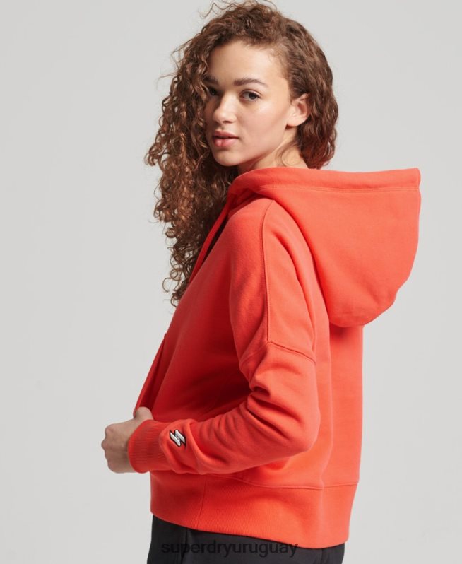 uy Superdry mujer sudadera con capucha y micro logo Code coral DT2N8Z5903 ropa