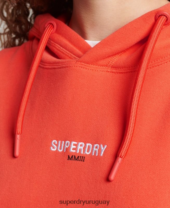 uy Superdry mujer sudadera con capucha y micro logo Code coral DT2N8Z5903 ropa