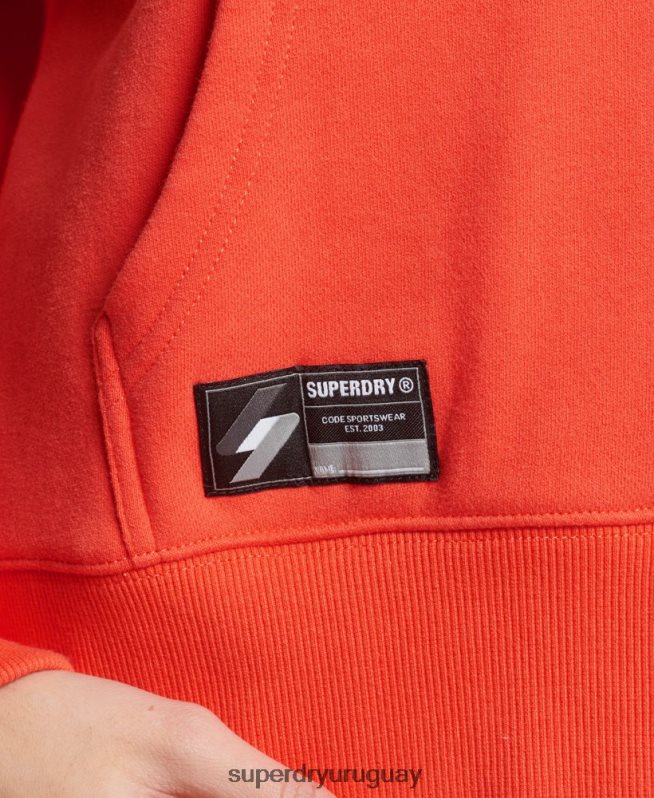 uy Superdry mujer sudadera con capucha y micro logo Code coral DT2N8Z5903 ropa