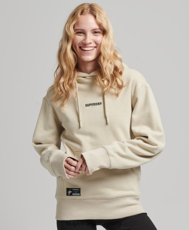 uy Superdry mujer sudadera con capucha y micro logo beige DT2N8Z5884 ropa