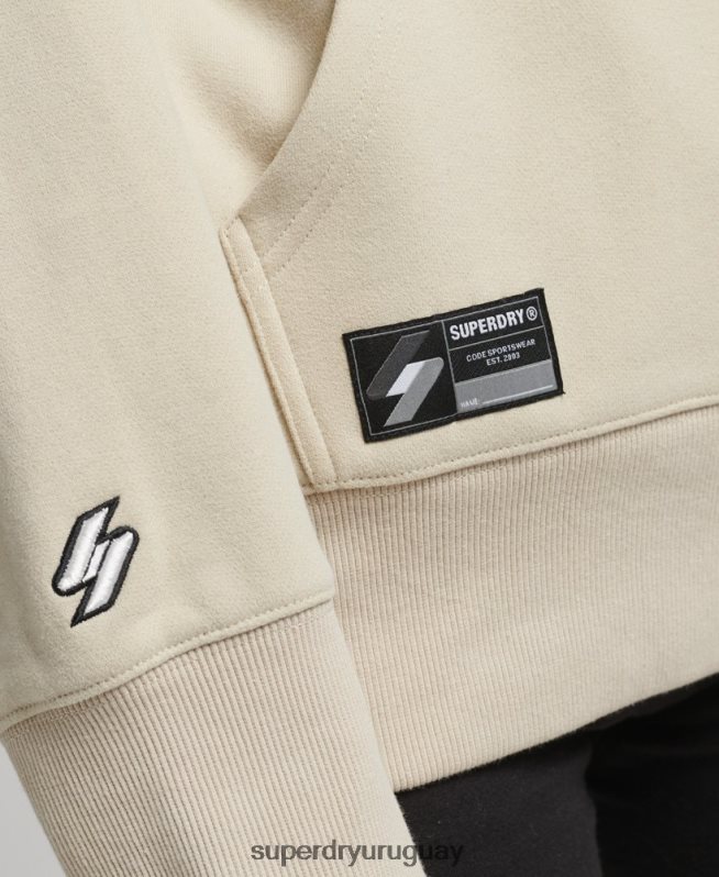 uy Superdry mujer sudadera con capucha y micro logo beige DT2N8Z5884 ropa