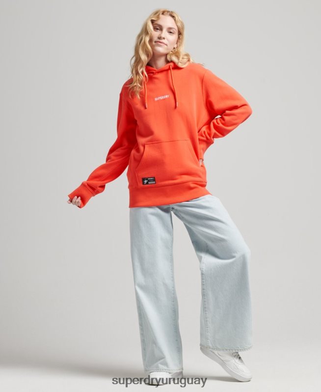 uy Superdry mujer sudadera con capucha y micro logo coral DT2N8Z5812 ropa