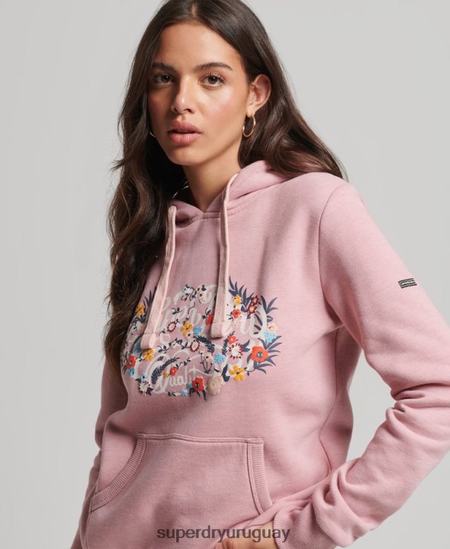 uy Superdry mujer sudadera con capucha y motivo floral rosa DT2N8Z3426 ropa
