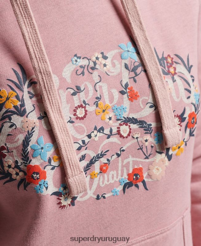 uy Superdry mujer sudadera con capucha y motivo floral rosa DT2N8Z3426 ropa
