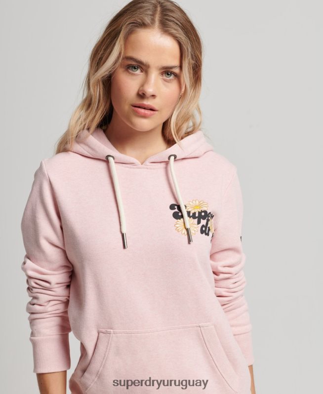 uy Superdry mujer sudadera con capucha y motivo floral vintage rosa DT2N8Z3408 ropa