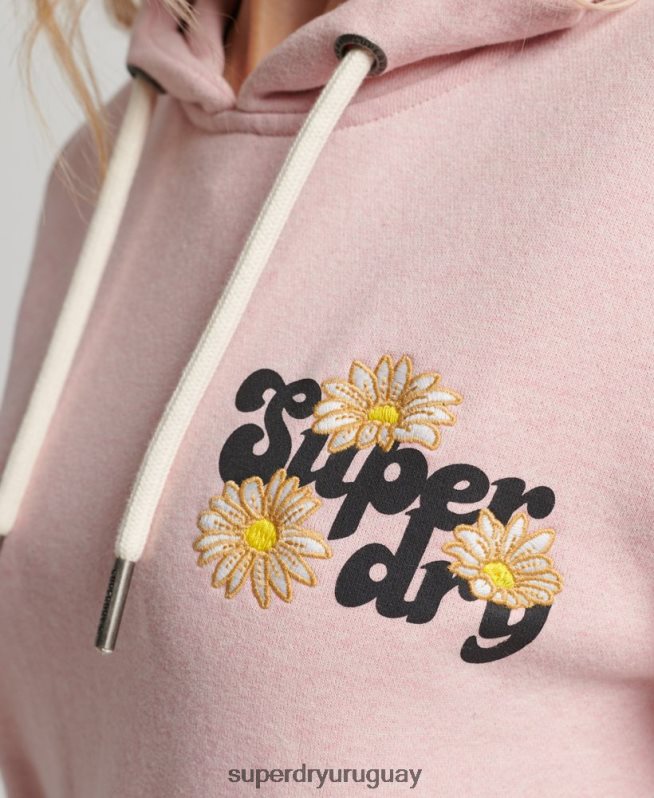 uy Superdry mujer sudadera con capucha y motivo floral vintage rosa DT2N8Z3408 ropa