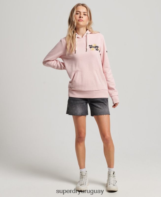 uy Superdry mujer sudadera con capucha y motivo floral vintage rosa DT2N8Z3408 ropa