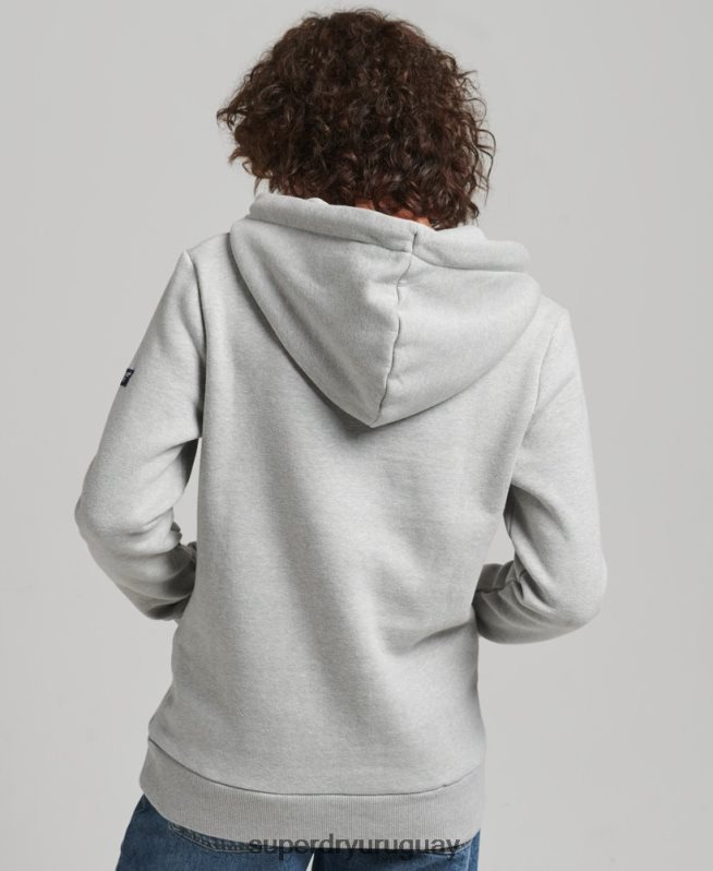 uy Superdry mujer sudadera con capucha y texto de nostalgia gris DT2N8Z3418 ropa