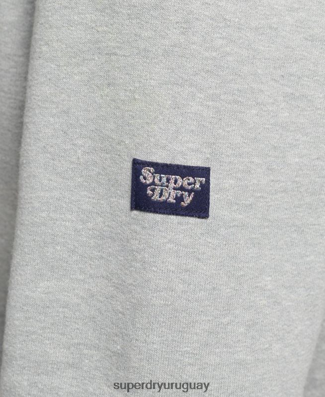 uy Superdry mujer sudadera con capucha y texto de nostalgia gris DT2N8Z3418 ropa