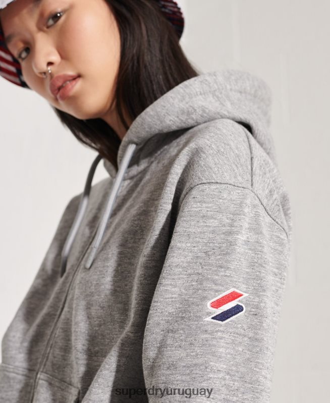 uy Superdry mujer sudadera con cremallera code sportstyle gris claro DT2N8Z3452 ropa