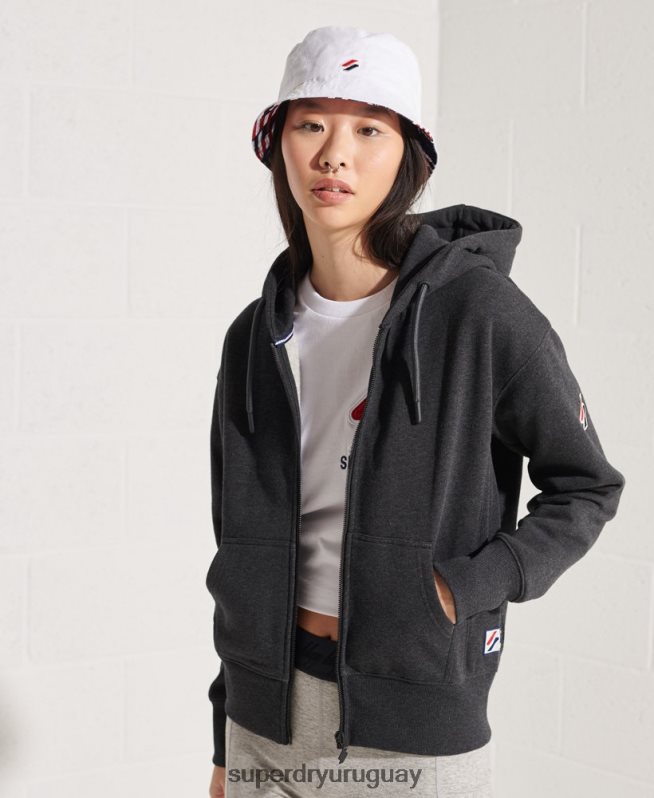 uy Superdry mujer sudadera con cremallera code sportstyle gris oscuro DT2N8Z6131 ropa