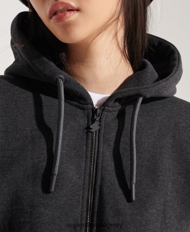 uy Superdry mujer sudadera con cremallera code sportstyle gris oscuro DT2N8Z6131 ropa