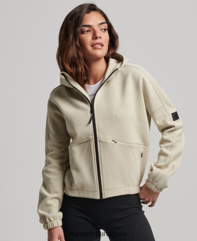uy Superdry mujer sudadera con cremallera code tech beige DT2N8Z3267 ropa