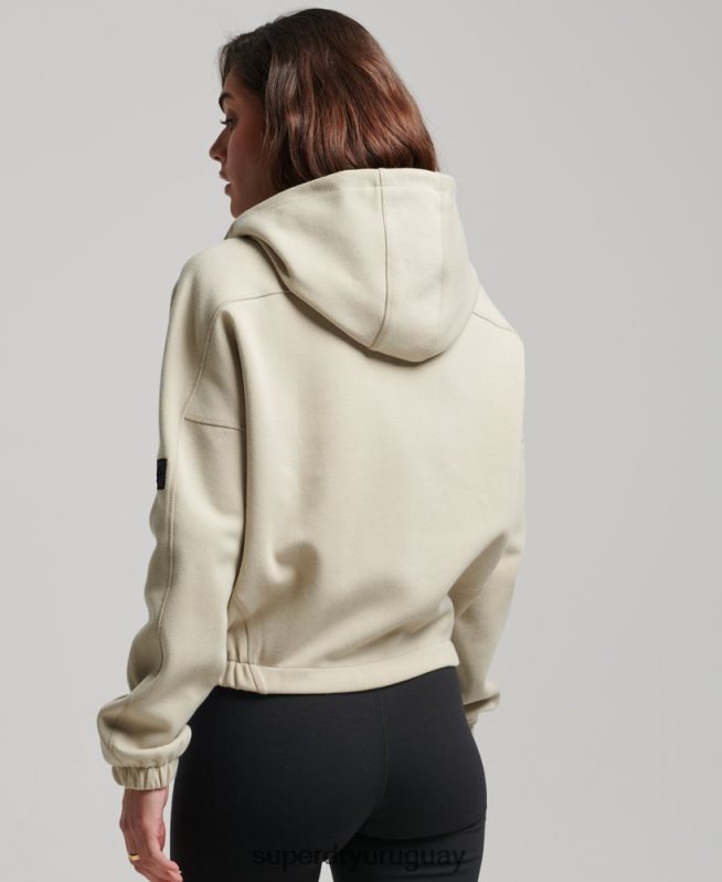 uy Superdry mujer sudadera con cremallera code tech beige DT2N8Z3267 ropa