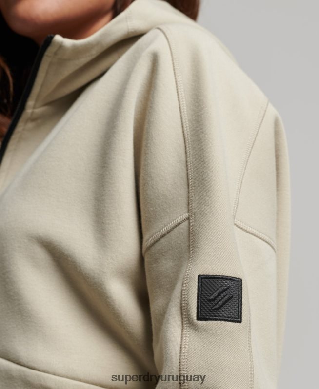 uy Superdry mujer sudadera con cremallera code tech beige DT2N8Z3267 ropa