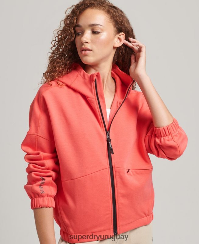 uy Superdry mujer sudadera con cremallera code tech coral DT2N8Z5888 ropa