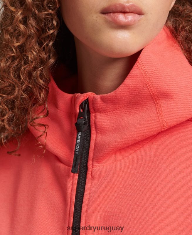 uy Superdry mujer sudadera con cremallera code tech coral DT2N8Z5888 ropa