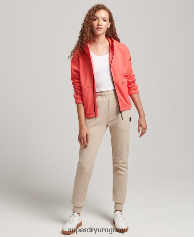 uy Superdry mujer sudadera con cremallera code tech coral DT2N8Z5888 ropa