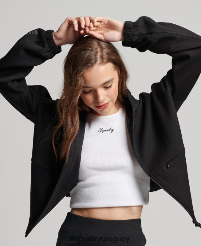 uy Superdry mujer sudadera con cremallera code tech negro DT2N8Z3342 ropa