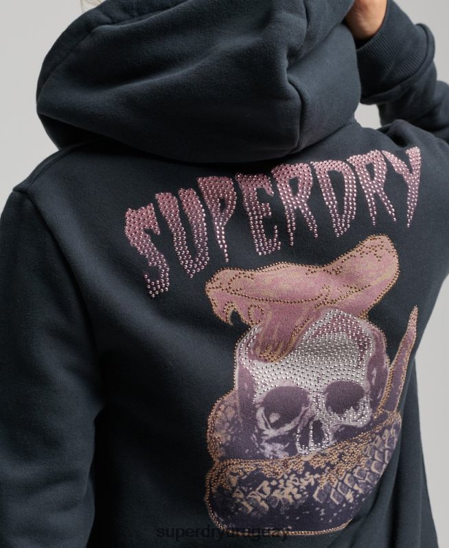 uy Superdry mujer sudadera con cremallera de la tienda de merchandising vintage negro DT2N8Z3382 ropa