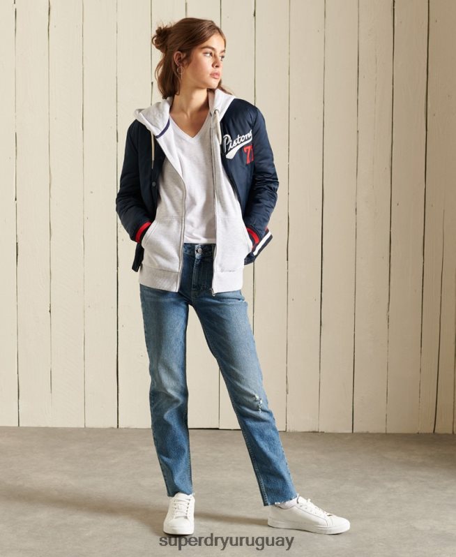 uy Superdry mujer sudadera con cremallera de pista y campo gris claro DT2N8Z6085 ropa