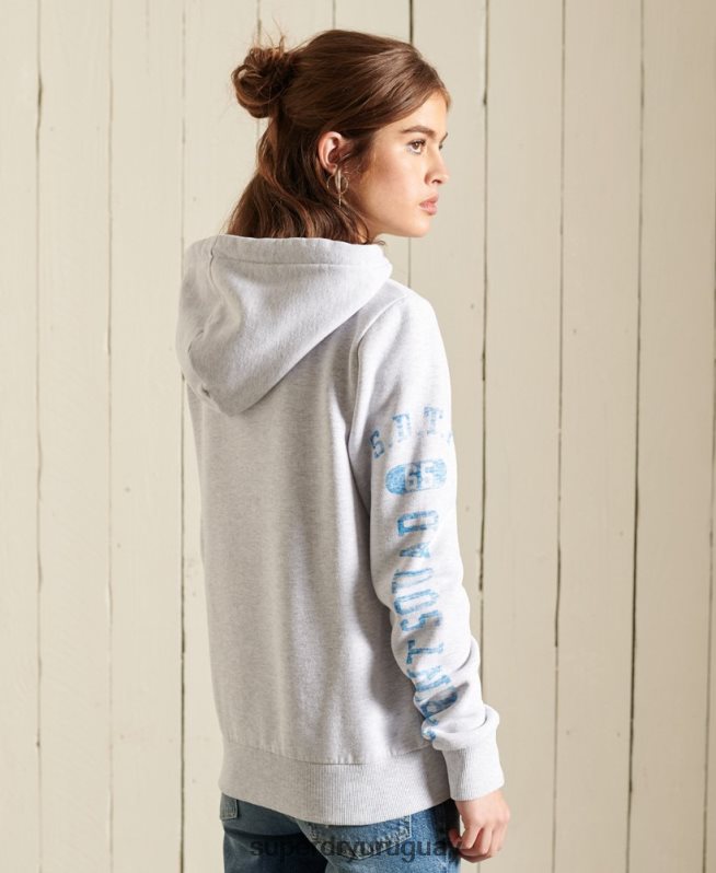uy Superdry mujer sudadera con cremallera de pista y campo gris claro DT2N8Z6085 ropa