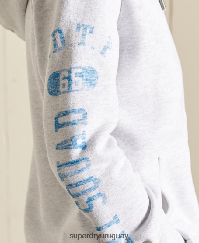 uy Superdry mujer sudadera con cremallera de pista y campo gris claro DT2N8Z6085 ropa