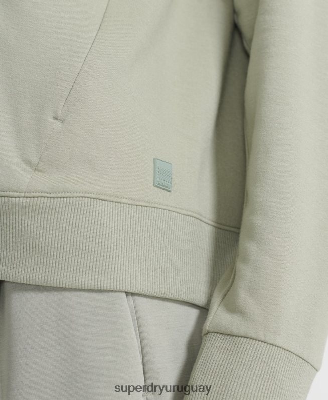 uy Superdry mujer sudadera con cremallera flexible verde DT2N8Z5917 ropa