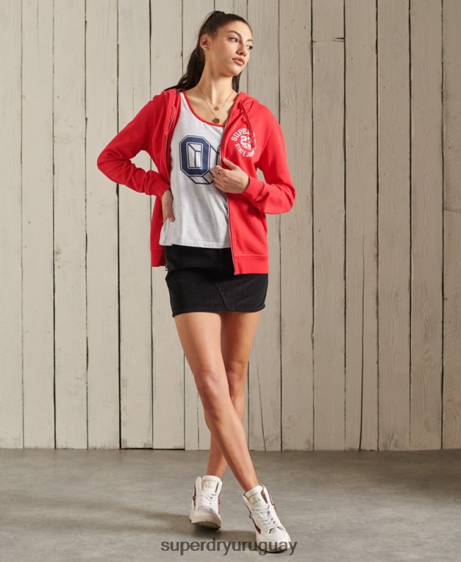uy Superdry mujer sudadera con cremallera superstate rojo DT2N8Z3506 ropa