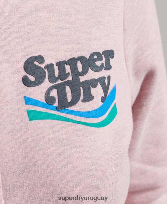 uy Superdry mujer sudadera con cremallera vintage cooper nostálgico rosa DT2N8Z3298 ropa