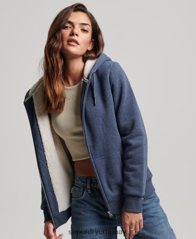 uy Superdry mujer sudadera con cremallera y forro de borreguito esencial Armada DT2N8Z5748 ropa