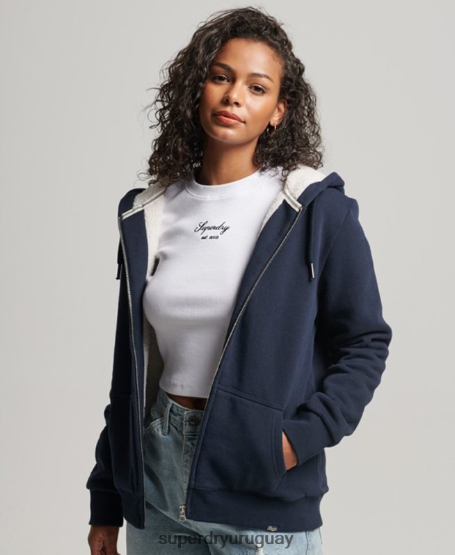 uy Superdry mujer sudadera con cremallera y forro de borreguito esencial Armada DT2N8Z5755 ropa