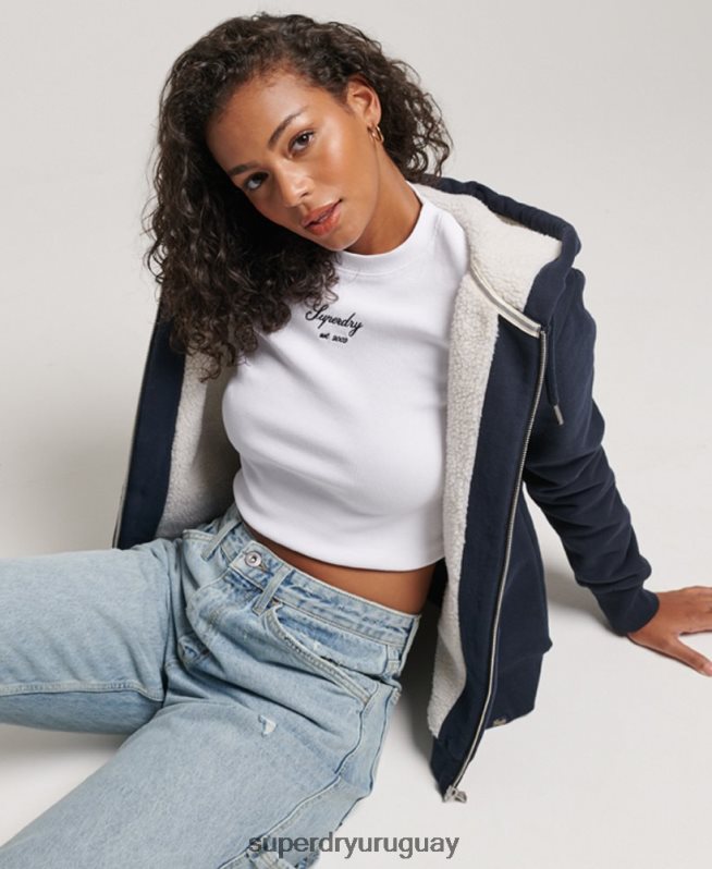 uy Superdry mujer sudadera con cremallera y forro de borreguito esencial Armada DT2N8Z5755 ropa