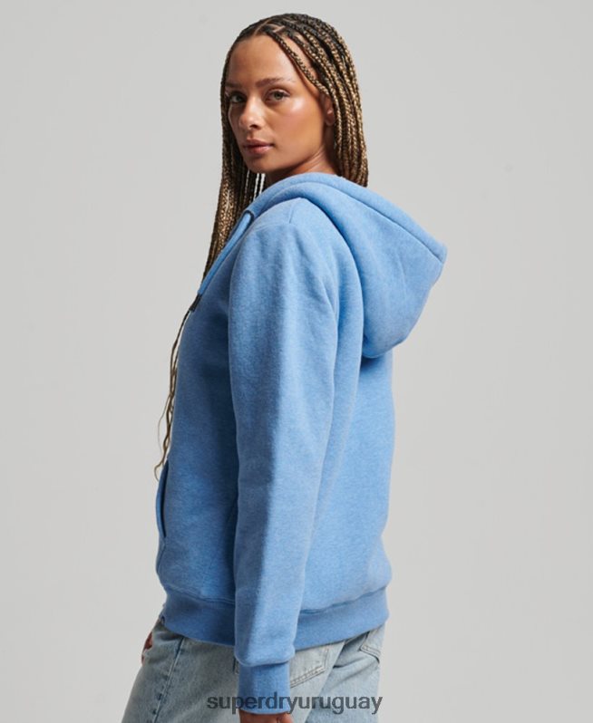 uy Superdry mujer sudadera con cremallera y forro de borreguito esencial azul DT2N8Z5750 ropa
