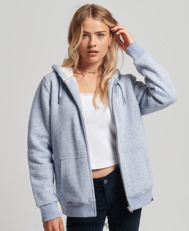 uy Superdry mujer sudadera con cremallera y forro de borreguito esencial azul claro DT2N8Z5880 ropa