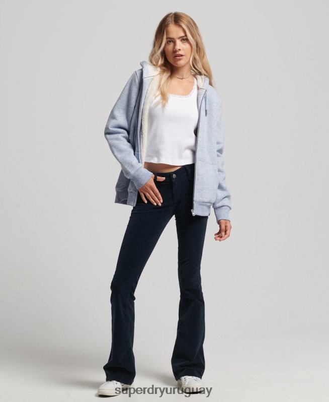 uy Superdry mujer sudadera con cremallera y forro de borreguito esencial azul claro DT2N8Z5880 ropa