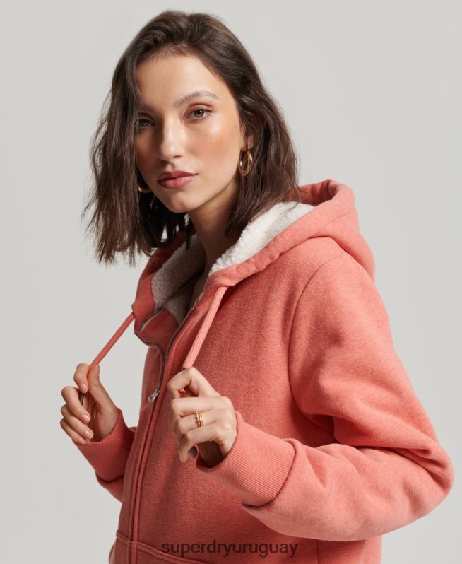 uy Superdry mujer sudadera con cremallera y forro de borreguito esencial coral DT2N8Z5767 ropa