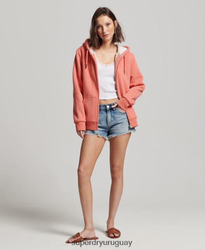 uy Superdry mujer sudadera con cremallera y forro de borreguito esencial coral DT2N8Z5767 ropa