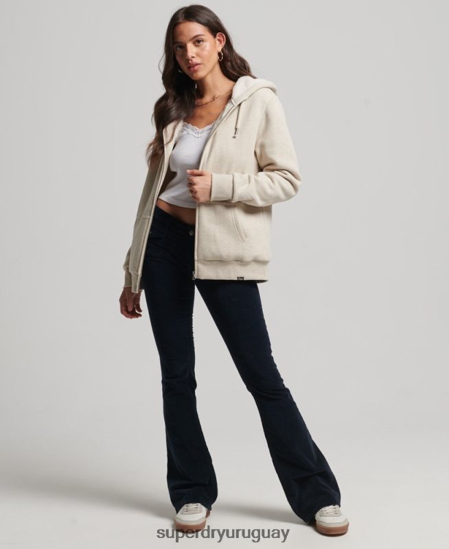 uy Superdry mujer sudadera con cremallera y forro de borreguito esencial crema DT2N8Z5743 ropa