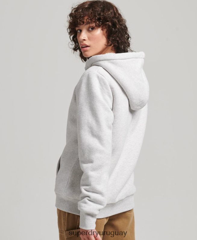 uy Superdry mujer sudadera con cremallera y forro de borreguito esencial gris claro DT2N8Z5752 ropa