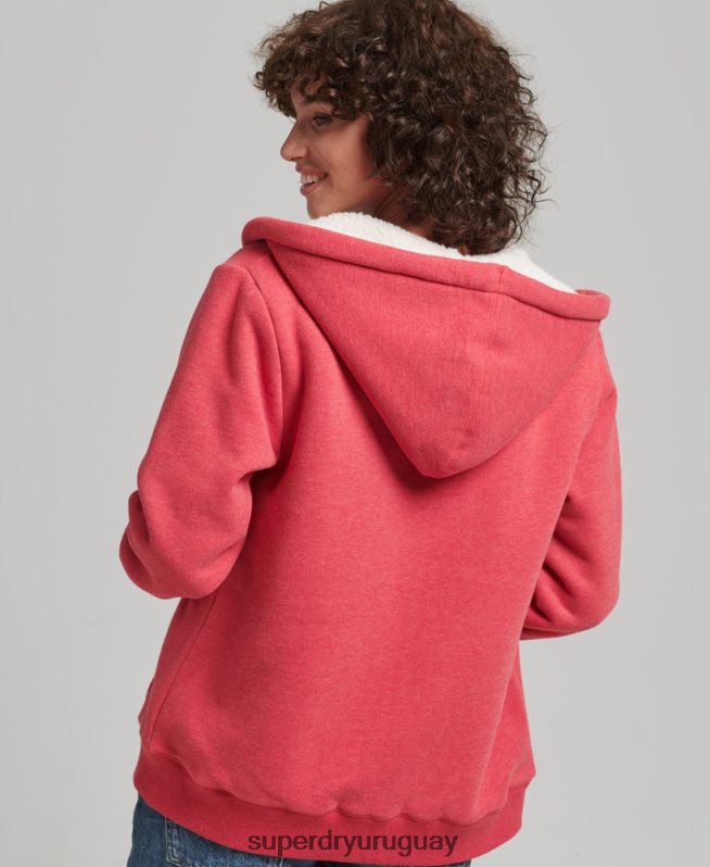 uy Superdry mujer sudadera con cremallera y forro de borreguito esencial rojo DT2N8Z5842 ropa
