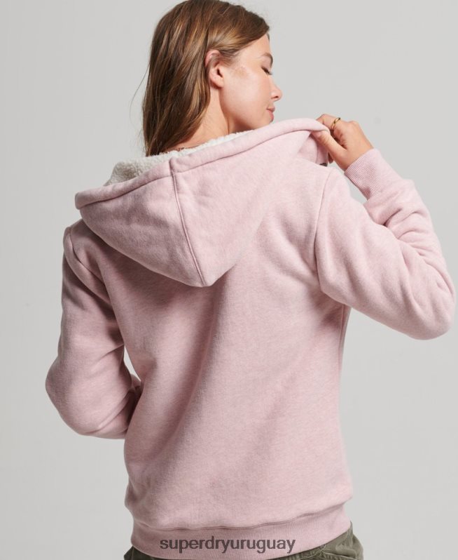 uy Superdry mujer sudadera con cremallera y forro de borreguito esencial rosa DT2N8Z5745 ropa
