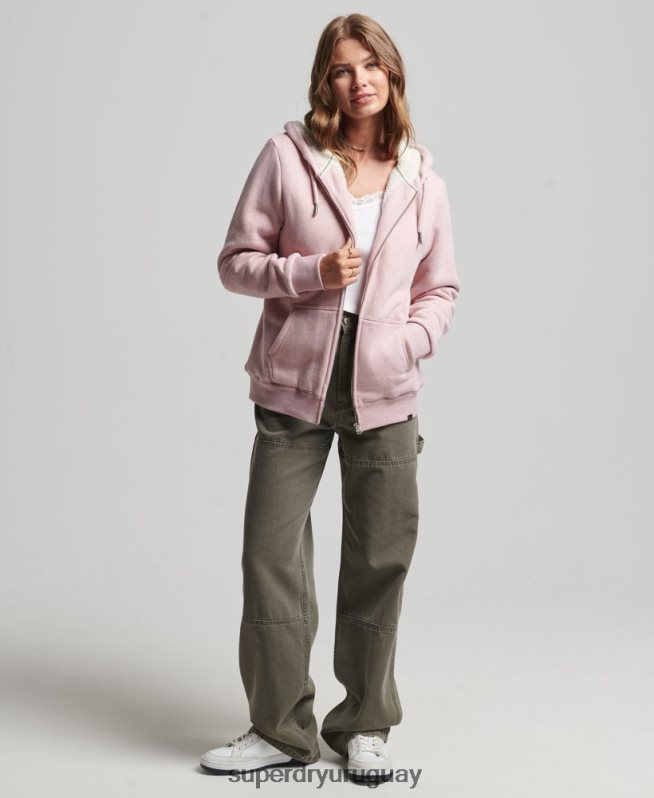 uy Superdry mujer sudadera con cremallera y forro de borreguito esencial rosa DT2N8Z5745 ropa