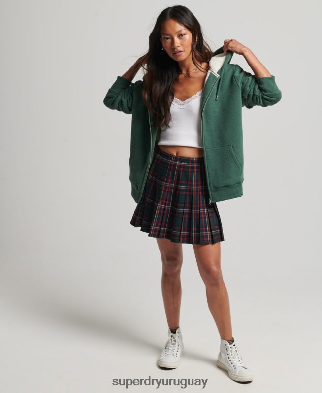 uy Superdry mujer sudadera con cremallera y forro de borreguito esencial verde DT2N8Z5782 ropa