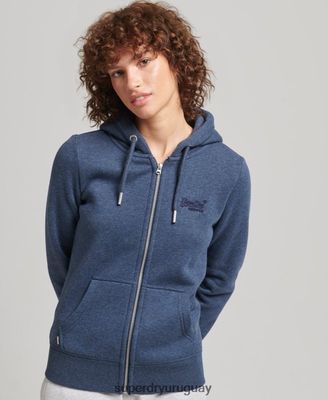 uy Superdry mujer sudadera con cremallera y logo Essential de algodón orgánico Armada DT2N8Z3379 ropa